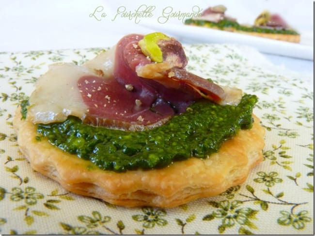 Tartelette magret et pesto d'épinard