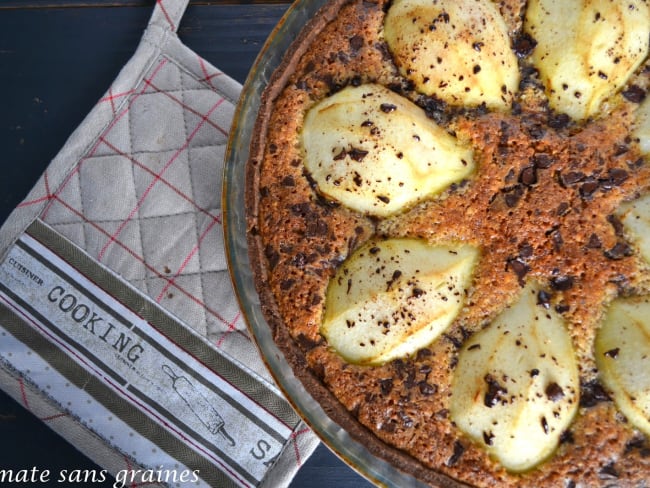 Tarte amandine poire-chocolat