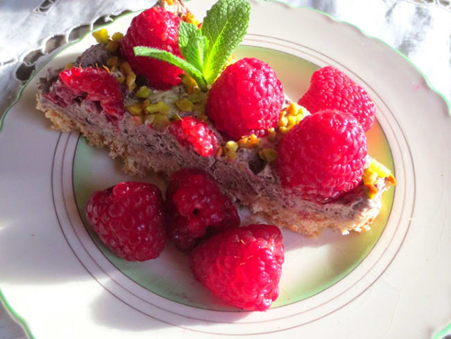 Tarte au mascarpone et framboises parfumées au rhum