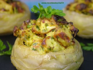 Fonds d'artichauts farcis au curry de poulet