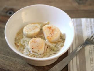 Crème d'endives au Porto et saint-jacques