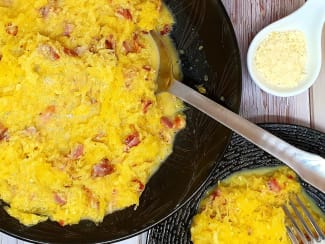 Courge spaghetti à la carbonara