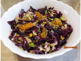 Salade chou rouge, sucrine et orange
