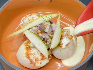 Terre et mer de Saint-Jacques et son chutney ibérique