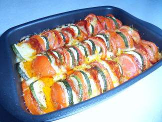 Tian courgette et tomate au chorizo au Cake Factory