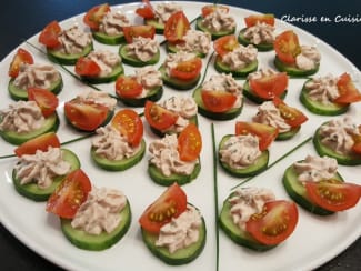 Bouchées apéritives concombre rillettes de sardine tomates cerises - Tout  le monde à table !