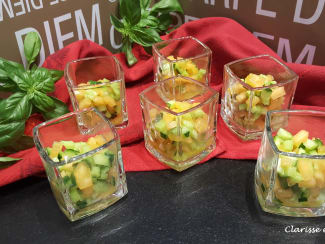 Verrines apéritives de concombre et melon