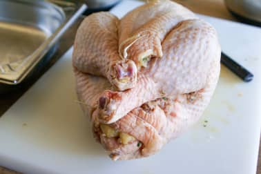 Chapon farci au foie gras : la cuisson - Etape 8