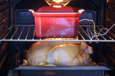 Chapon farci au foie gras : la cuisson - Etape 11