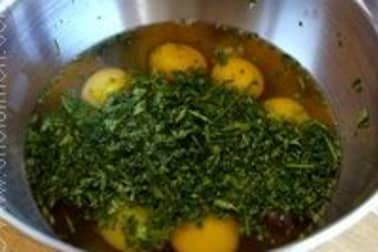 Omelette roulée aux fines herbes - Etape 1
