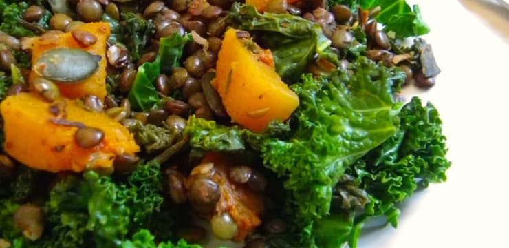 Poelee De Lentilles Vertes Butternut Et Chou Kale Recette Par