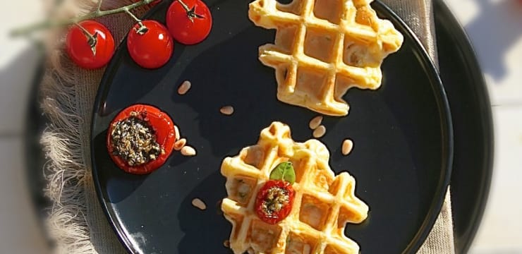 Gaufre Courgette Parmesan Et Tomate Farcie Au Pesto Recette Par