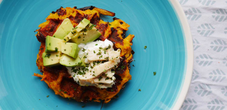 Gaufres Healthy Patate Douce Potimarron Avocat Et Poulet