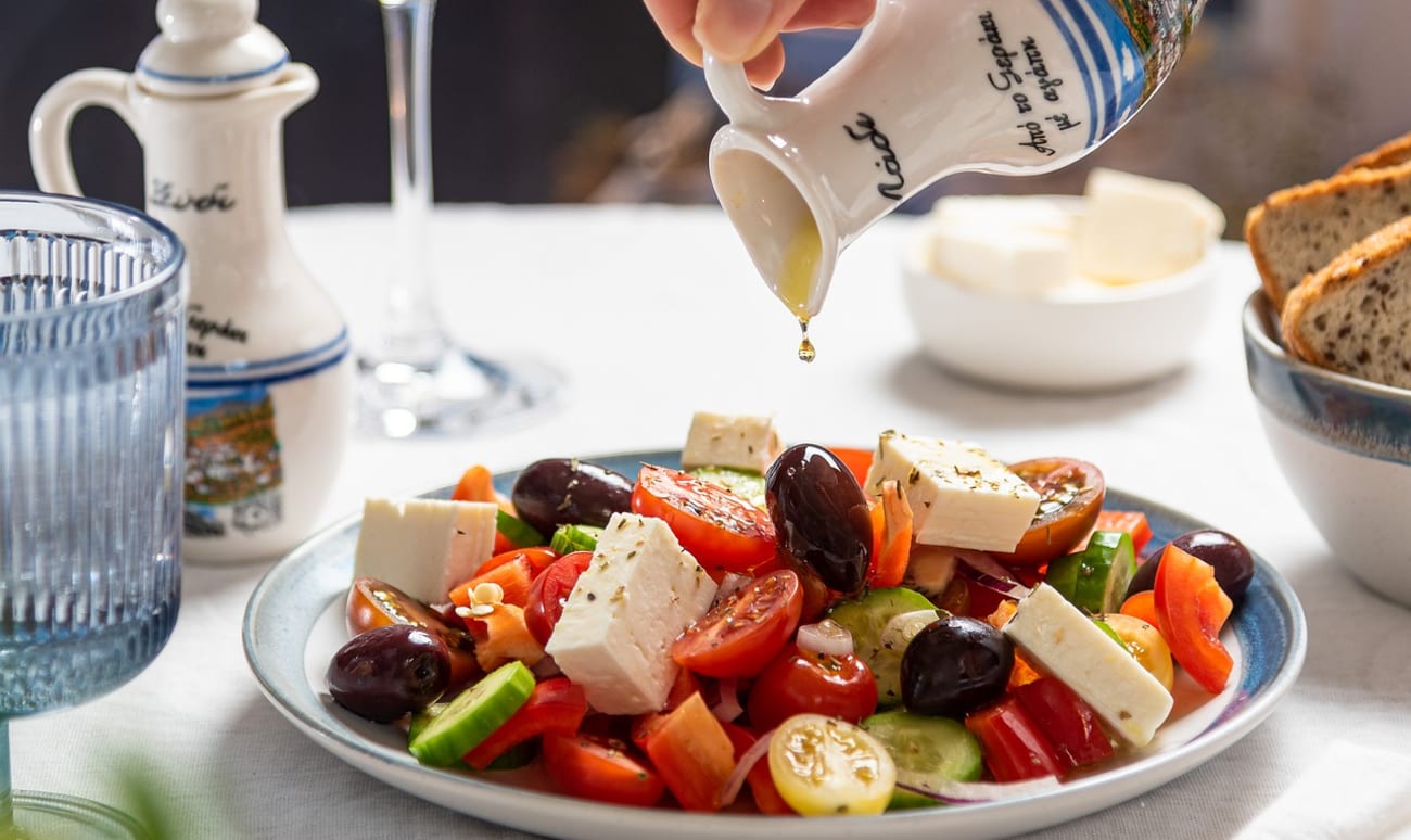 Salade tomates, concombres, olives, feta