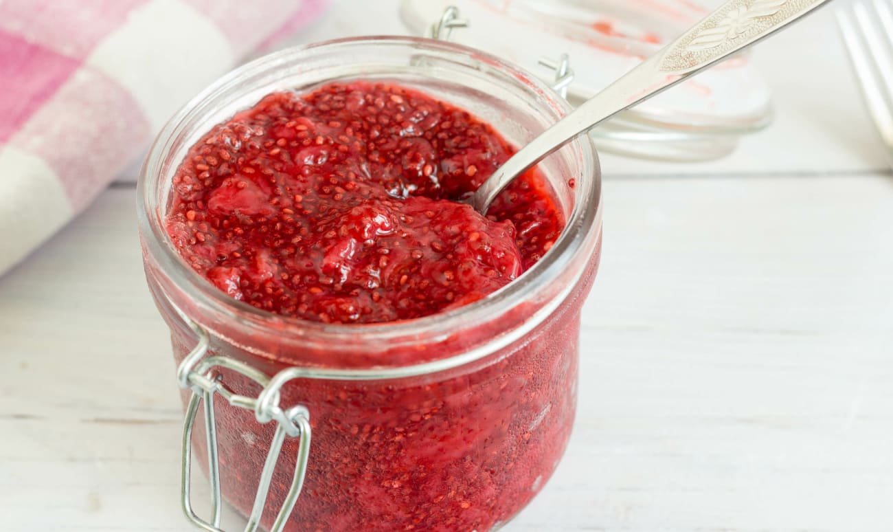 Crufiture de framboises et graines de chia