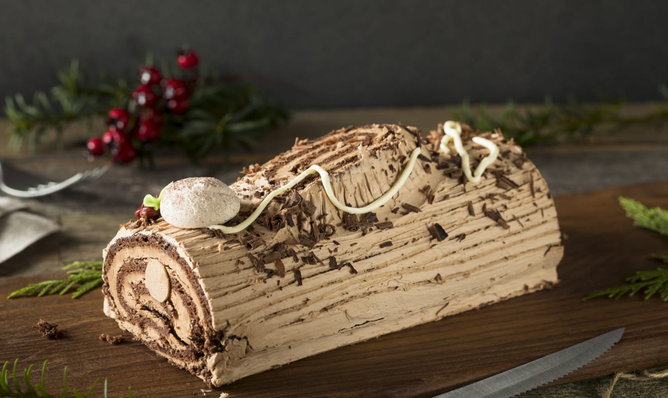 Bûche gâteau à la crème au beurre au café