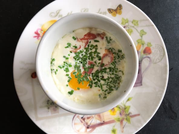 Oeuf cocotte bacon ciboulette