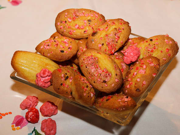 Madeleines aux pralines roses