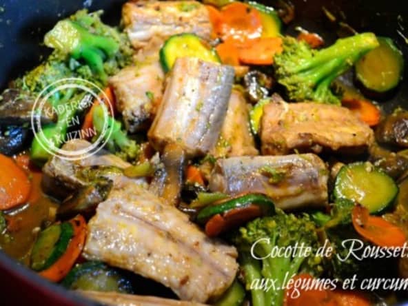 Cocotte de roussette aux légumes bio et curcuma