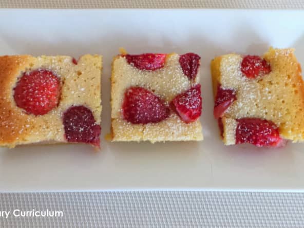 Brownies chocolat blanc et fraises
