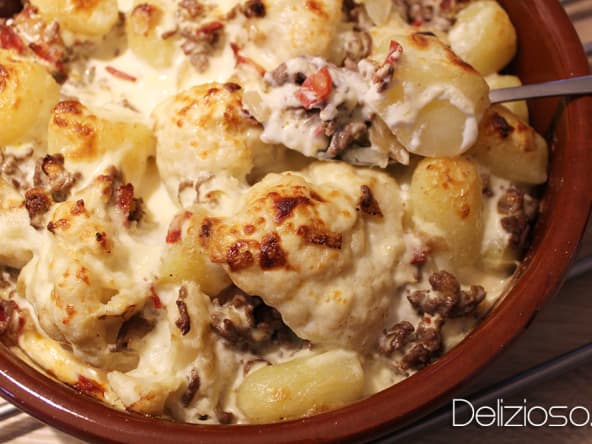 Gratin de chou fleur et viande hachée