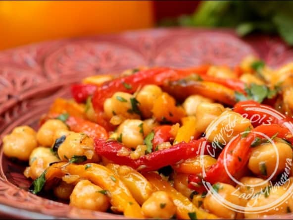 Salade de pois chiches et poivrons à la marocaine