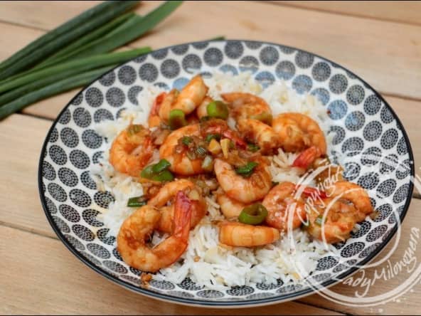 Sauté de crevettes teryiaki au wok
