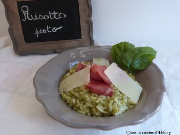 Risotto au pesto et son jambon cru