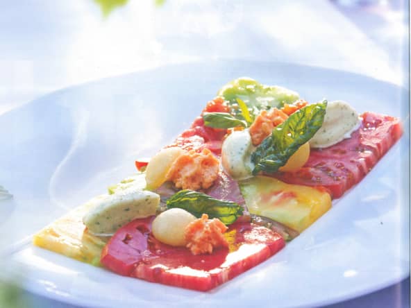Méli-mélo de tomates, sorbet tomate-basilic