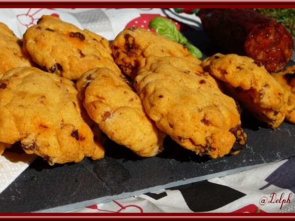 Cookies au chorizo, parmesan et basilic