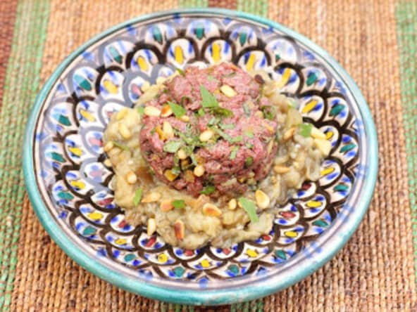 Tartare palestinien au tahiné et caviar d'aubergines
