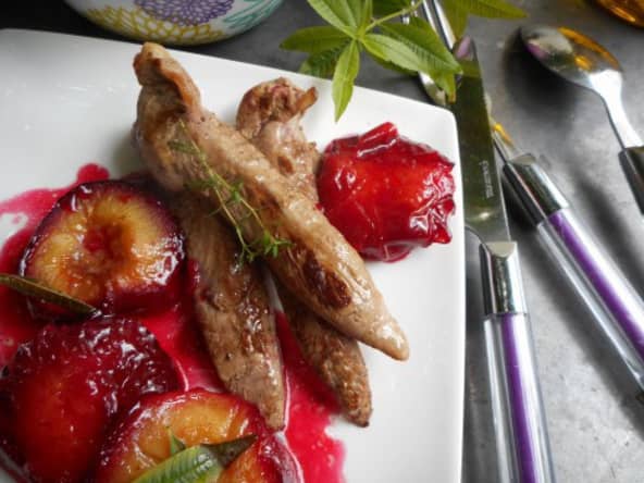 Aiguillettes de canard aux prunes