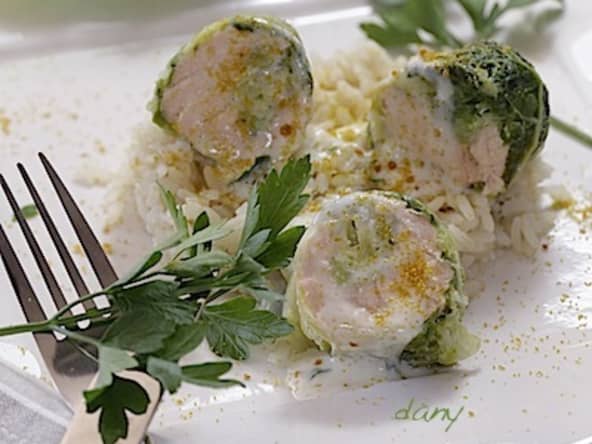 Rouleaux de chou au saumon sauvage et crème de poutargue