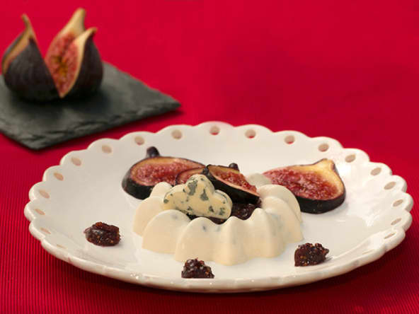 Panna cotta à la Fourme d’Ambert, figues rôties