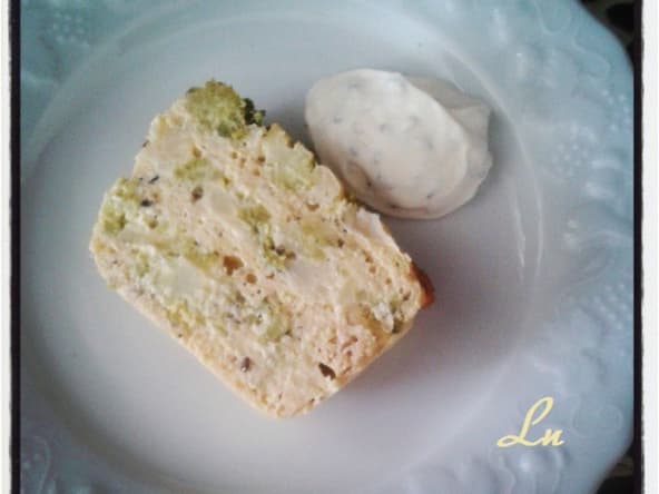 Pain des trois fleurettes, terrine de chou-fleur, brocolis et chou romanesco