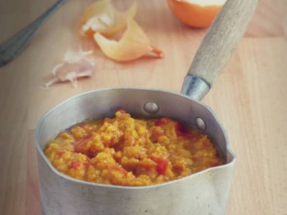 Mitonnée de lentilles corail au ras el hanout