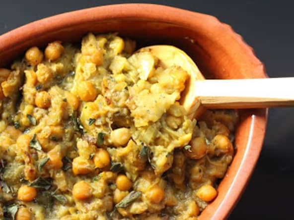 Aubergines et pois chiches au four