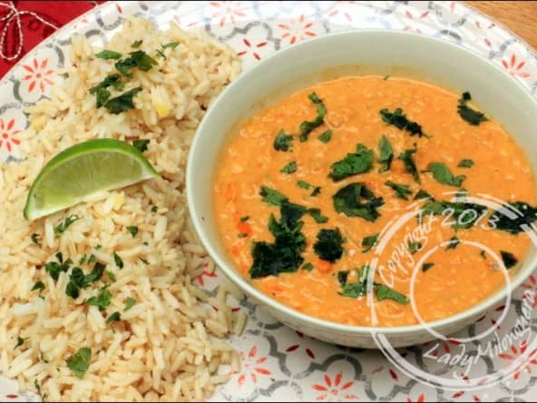 Dhal de lentilles corail au lait de coco