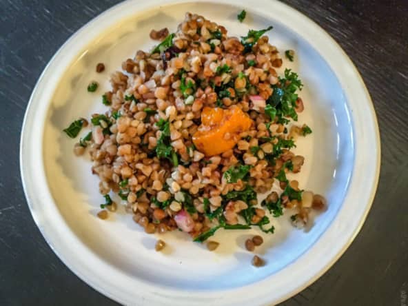 Ma salade de sarrasin grillé, kale et patate douce