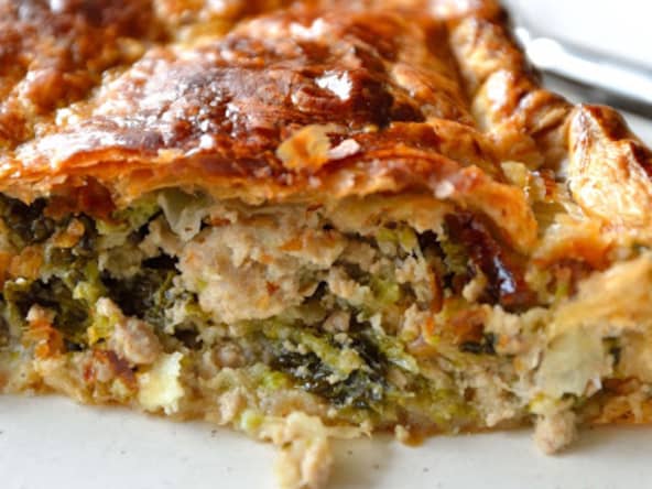 Tourte à la dinde, chou et granny smith