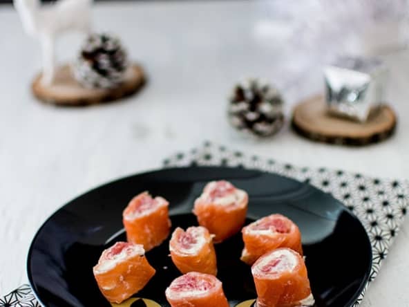 Roulés de saumon fumé au pamplemousse rose