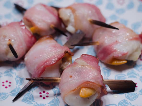 Brochettes de St Jacques au bacon