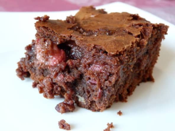 Brownie chocolat noir et fraises