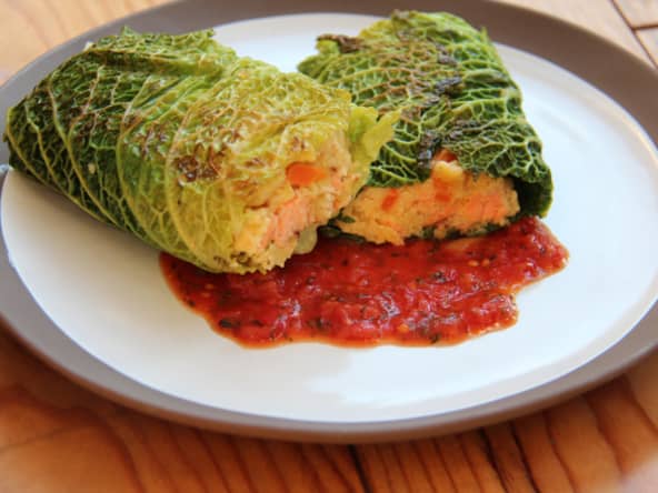 Paupiette de saumon au chou vert