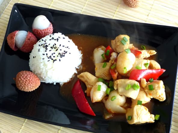 Poulet aux litchis sauce aigre-douce