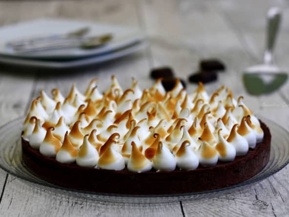 Tarte au chocolat meringuée