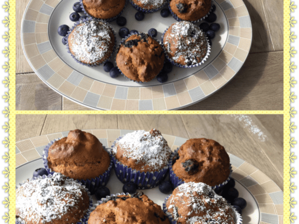 Muffins sans gluten à la farine de lupin et myrtilles pour le goûter