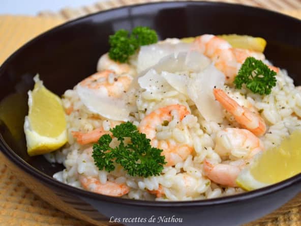 Risotto aux scampis à l'ail, parmesan et citron