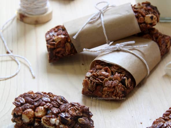 Barres de céréales chocolat, noisettes, amandes