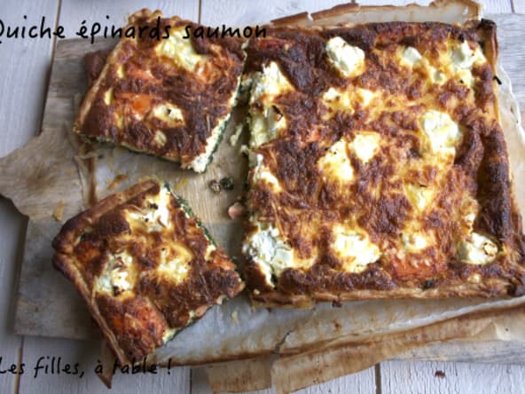 Quiche aux épinards, saumon et chèvre